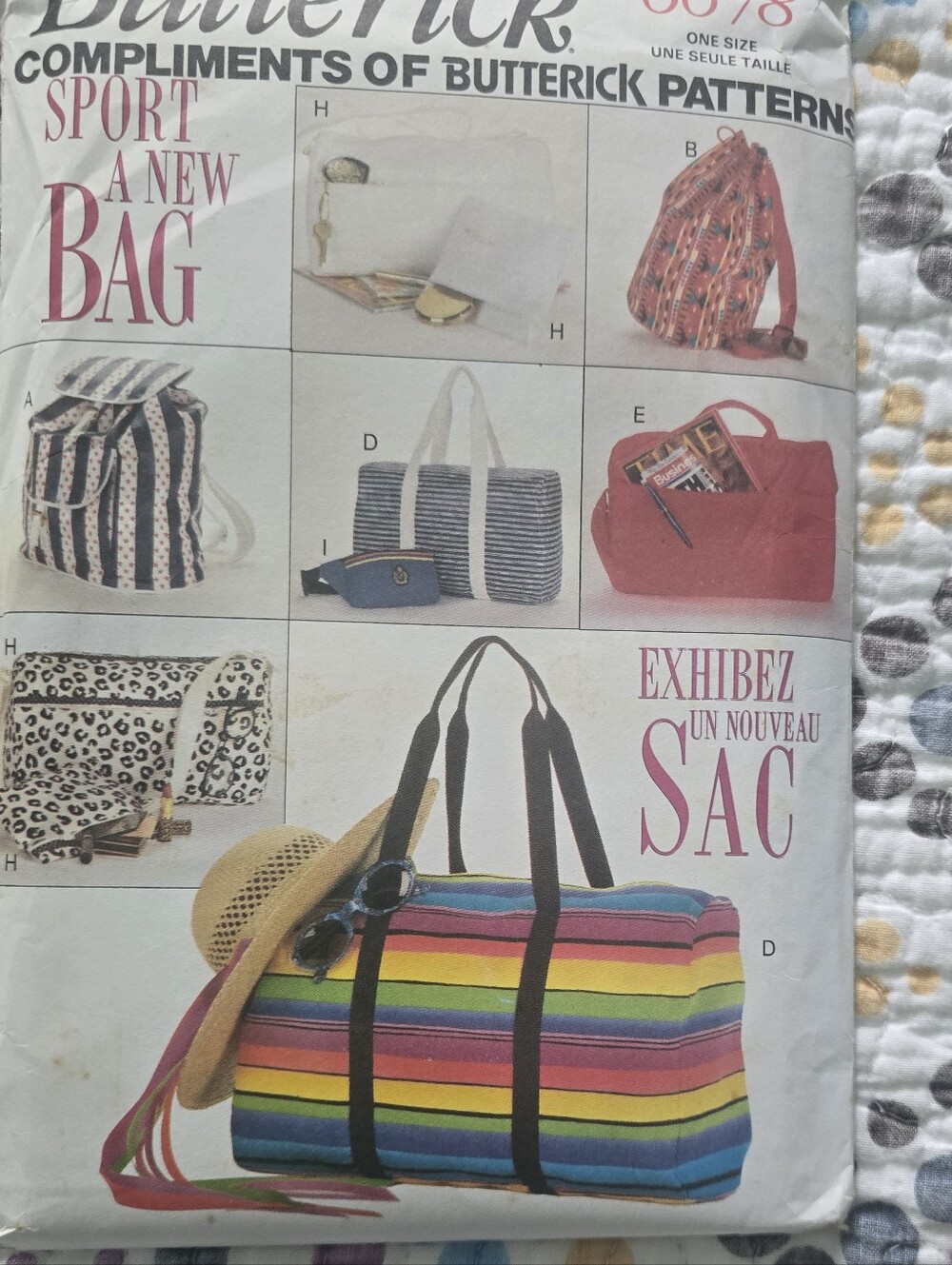 Butterick 6678  Tote Bag Handbag Duffel Backpack Briefcase Pattern VTG 90s